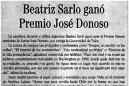 Beatriz Sarlo ganó Premio José Donoso.