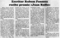 Escritor Rubem Fonseca recibe premio "Juan Rulfo".