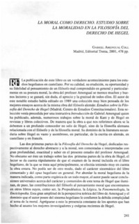 La Moral como derecho. Estudio sobre la moralidad en la filosofía del Derecho de Hegel