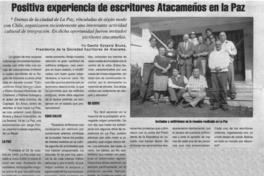 Positiva experiencia de escritores atacameños en La Paz