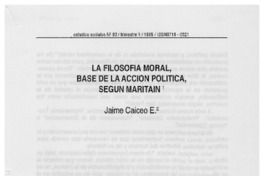 La filosofía moral, base de la acción política, según Maritain