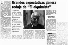 Grandes expectativas genera rodaje de "El alquimista"