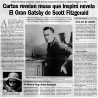 Cartas revelan musa que inspiró novela El Gran Gatsby de Scott Fitzgerald