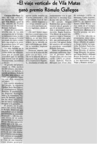 "El vieje vertical" de Vila Matas ganó premio Rómulo Gallegos