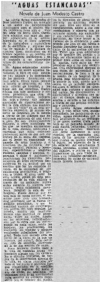 Aguas estancadas" novela por Juan Modesto Castro.
