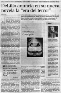 DeLillo anuncia en su nueva novela la "era del terror"