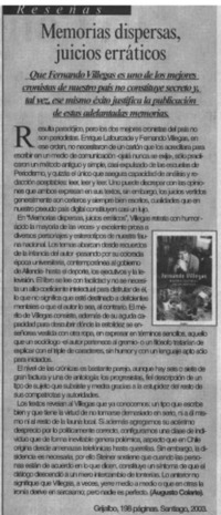 Memorias dispersas, juicios erráticos"