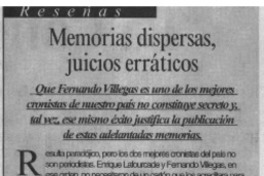 Memorias dispersas, juicios erráticos"