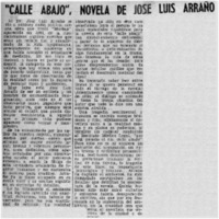 Calle abajo", novela de José Luis Arraño
