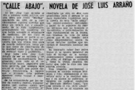 Calle abajo", novela de José Luis Arraño