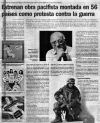 Estrenan obra pacifista montada en 56 países comoprotesta contra la guerra