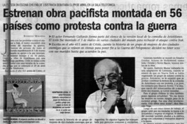Estrenan obra pacifista montada en 56 países comoprotesta contra la guerra