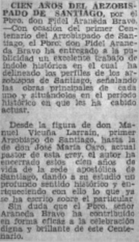 Cien años del Arzobispado de Santiago.