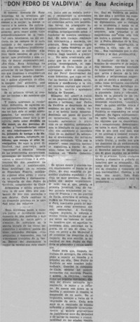 Don Pedro de Valdivia" de Rosa Arciniega