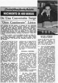 De una conversión surge "Otro continenete" lírico.