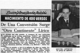 De una conversión surge "Otro continenete" lírico.