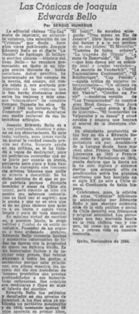 Las Crónicas Joaquín Edwards Bello