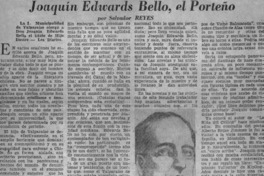 Joaquín Edwards Bello, el porteño