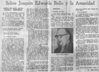 Sobre Joaquín Edwards Bello y la amenidad.