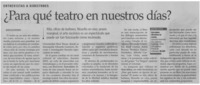Para qué teatro en nuestros días?