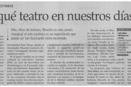 Para qué teatro en nuestros días?