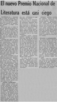 El Premio Nacional de Literatura está casi ciego.