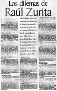 Los dilemas de Raúl Zurita