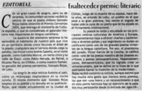 Enaltecedor premio literario.