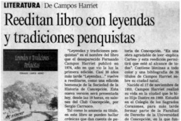 Reeditan libro con leyendas y tradiciones penquistas.