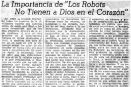 La importancia de "Los robots no tienen a Dios en el corazón"