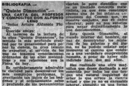 Quinta dimensión" : una carta del profesor y compositor don Alfonso Leng