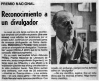 Reconocimiento a un divulgador.