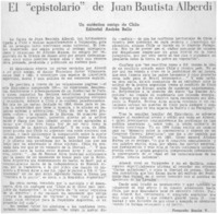 El "epistolario" de Juan Bautista Alberdi
