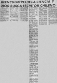 Reencuentro de la ciencia y Dios busca escritor chileno.