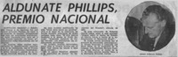 Alduante Phillips, Premio Nacional.