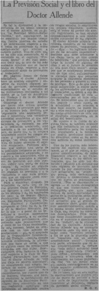 La previsión social y el libro del doctor Allende