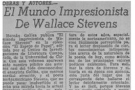 El mundo impresionista de Wallace Stevens