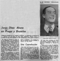 Jorge Díaz: ahora en Praga y Bruselas.