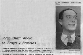 Jorge Díaz: ahora en Praga y Bruselas.