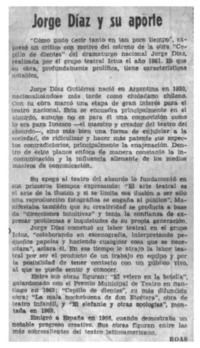 Jorge Díaz y su aporte.