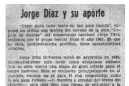 Jorge Díaz y su aporte.