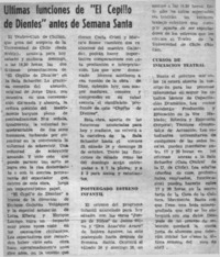 Ultimas funciones de "El Cepillo de dientes" antes de semana santa.