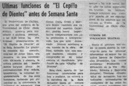 Ultimas funciones de "El Cepillo de dientes" antes de semana santa.