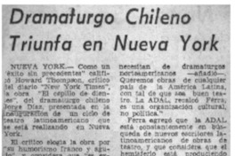 Dramaturgo Chileno triunfa en Nueva York.