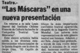 "Las Máscaras" en una nueva presentación.