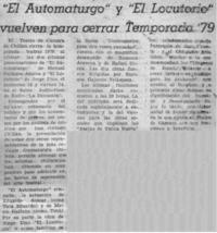 "El Automaturgo" y "El Locutorio" vuelven para cerrar temporada 79.