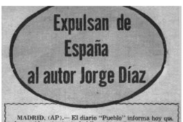Expulsan de España al autor Jorge Díaz.