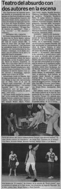 Teatro del absurdo con dos autores en la escena.