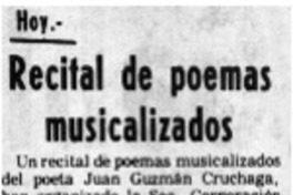 Recital de poemas musicalizados.