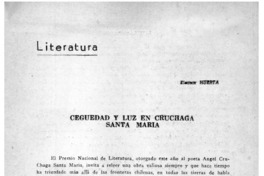 Ceguedad y luz en Cruchaga Santa María